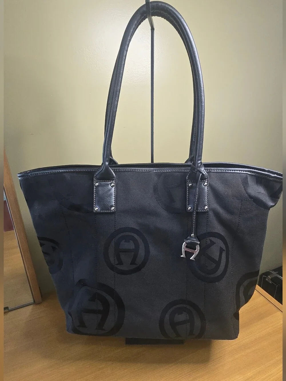 Etienne Aigner Signature Logo Tote Laptop Briefcase Office Shoulder Bag Canvas